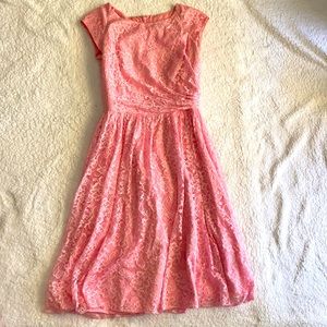 Pink lace midi dress Size 6 or 8